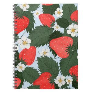 Summer pattern with strawberries. Strawberries lea Notebook