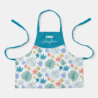 Summer pattern with tropical leaves apron