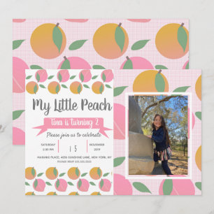 Summer Peach Pattern Fruit Birthday Party Photo Invitation