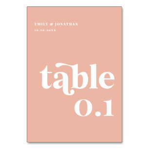 Summer Peach Sunset Wedding Table Number