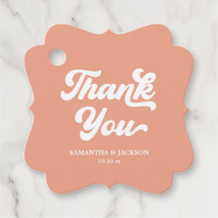 Summer Peach Wedding Thank You Favour Tags