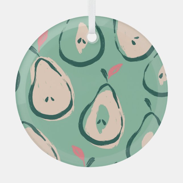 Summer pears: fresh fruit pattern. glass tree decoration (Front)
