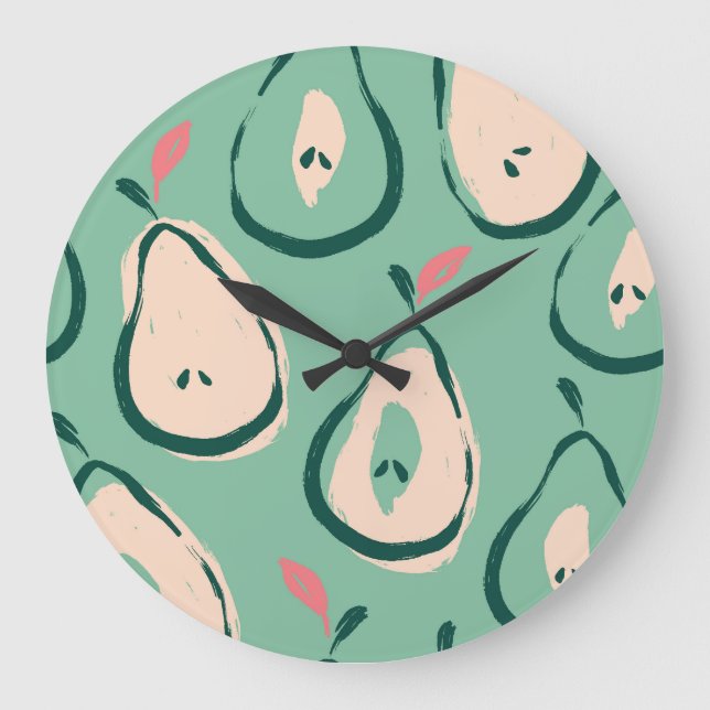 Summer pears: fresh fruit pattern. large clock (Front)