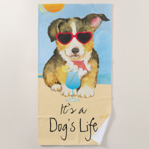 Summer Pembroke Welsh Corgi Beach Towel