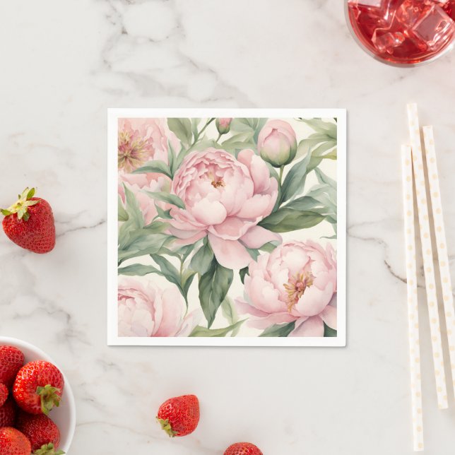 Summer Peonies Coasters, Many Styles Available  Napkin (Insitu)