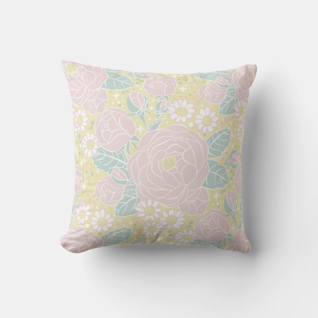 Summer peonies - piglet & butter cushion (Front)