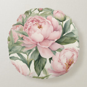 Summer Peonies Round Cushion