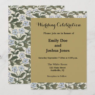 Summer Periwinkle Flower Art Nouveau Botanical Invitation