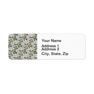 Summer Periwinkle Flower Art Nouveau Botanical Return Address Label