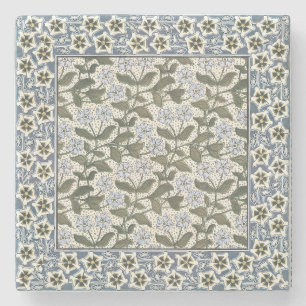 Summer Periwinkle Flower Art Nouveau Botanical Stone Coaster