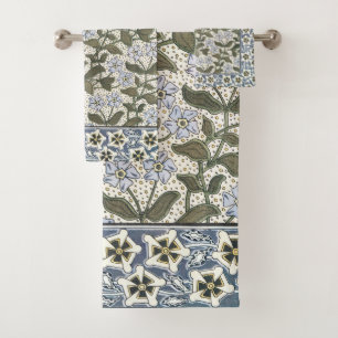 Summer Periwinkle Flower Pretty Elegant Floral Bath Towel Set