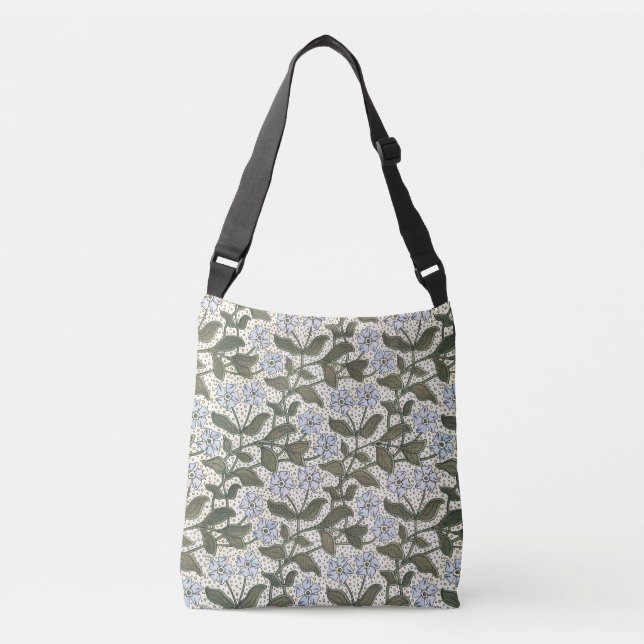 Summer Periwinkle Flower Pretty Elegant Floral Crossbody Bag (Front)