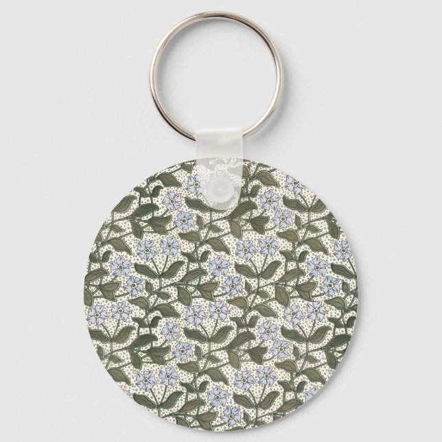 Summer Periwinkle Flower Pretty Elegant Floral Key Ring (Front)