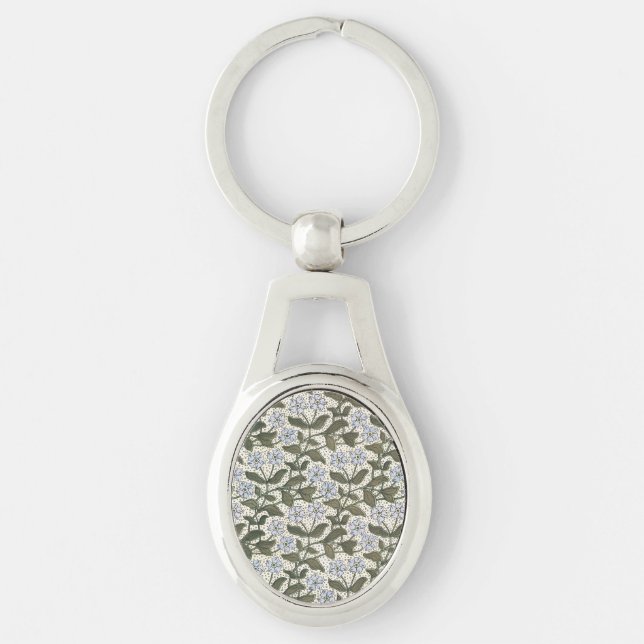 Summer Periwinkle Flower Pretty Elegant Floral Key Ring (Front)