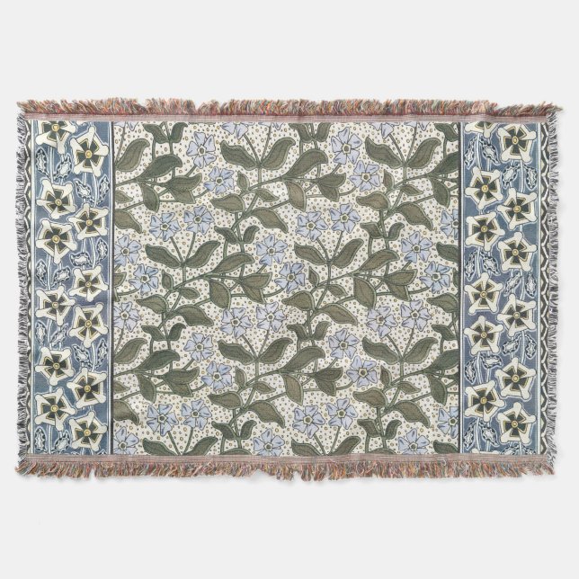 Summer Periwinkle Flower Pretty Elegant Floral Throw Blanket (Front)