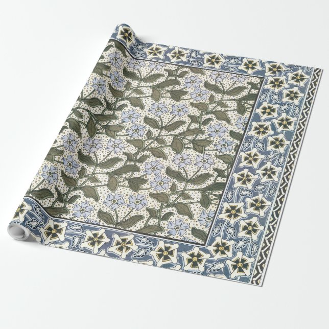 Summer Periwinkle Flower Pretty Elegant Floral Wrapping Paper (Unrolled)