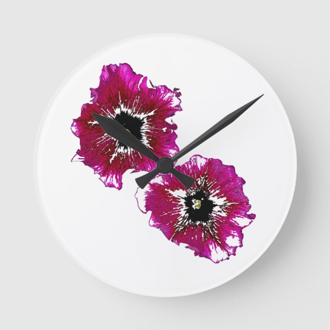 Summer Petunias Round Clock (Front)