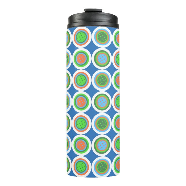 Summer Pickleballs Orange Green Blue Thermal Tumbler (Front)