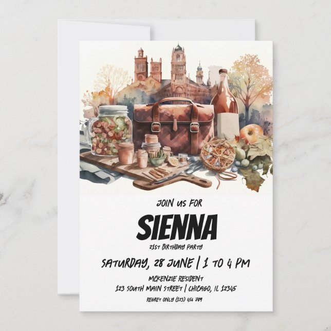 Summer Picnic castle view Invitation (Front)