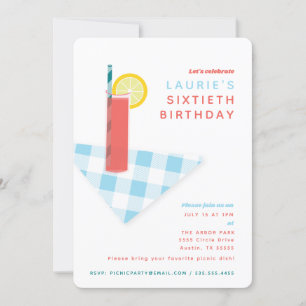 Summer Picnic Cocktail Lemonade Custom Invitation