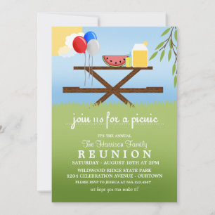 Summer Picnic Family Reunion  Invitations