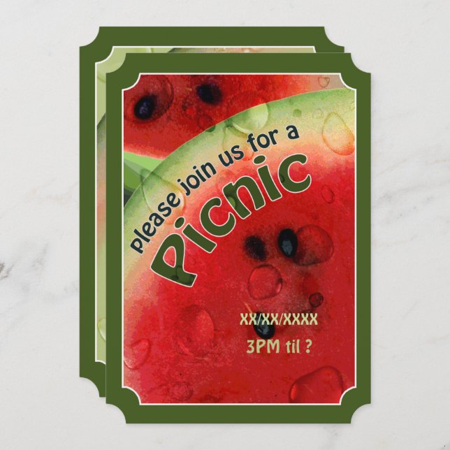 Summer Picnic Fresh Watermelon Ticket Invite (Front/Back)