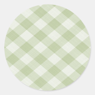 Summer Picnic Gingham Chequered Tablecloth: Green Classic Round Sticker