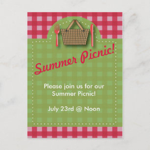 Summer Picnic Gingham Postcard