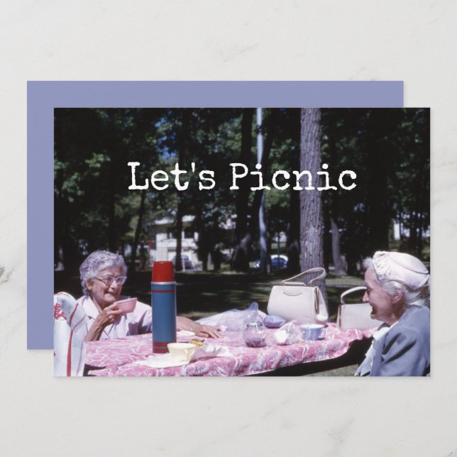 Summer Picnic Old Ladies Decked Out For Lunch Invitation (Front/Back)