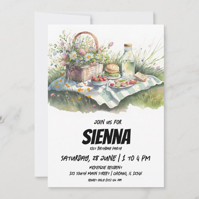 Summer Picnic on the field Invitation (Front)