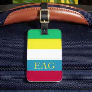 Summer Picnic Palette Stripe Monogram Luggage Tag