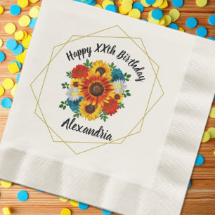 Summer Picnic Party Geometric Floral Napkin