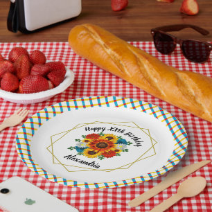 Summer Picnic Party Geometric Floral Paper Plate