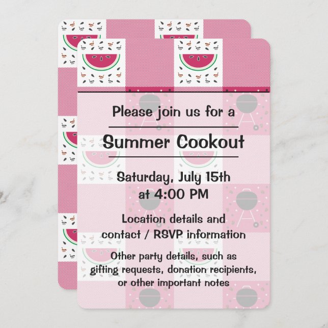 Summer Picnic Party Invitation (Front/Back)