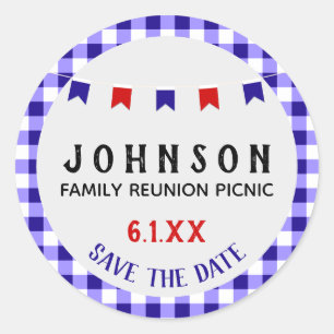 Summer Picnic   Red White Blue   Reunion BBQ Party Classic Round Sticker