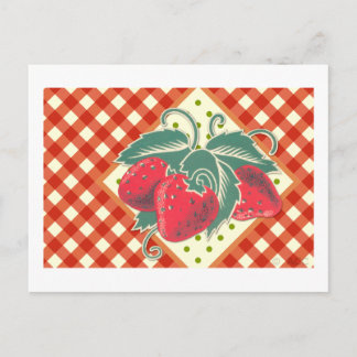 Summer Picnic Red White Chequered Tablecloth Postcard