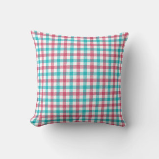 Summer Picnic Teal and Pink Gingham Cushion