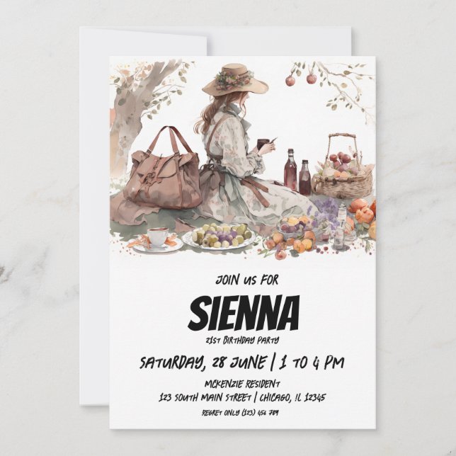 Summer Picnic victorian style Invitation (Front)