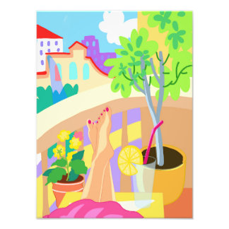 summer picture, women's feet with pedicure photo print