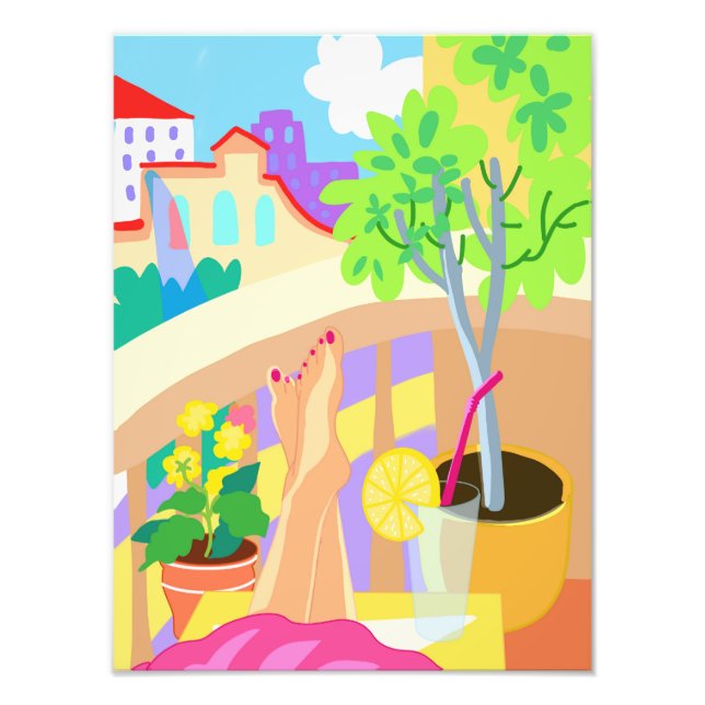  summer picture, women's feet with pedicure  photo print (Front)