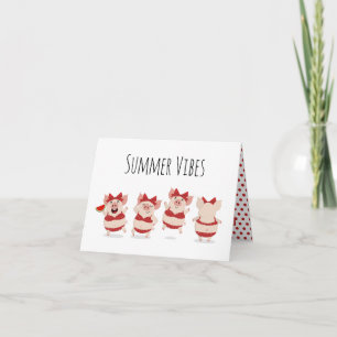 Summer Pigs in Bikinis Blank Inside Card