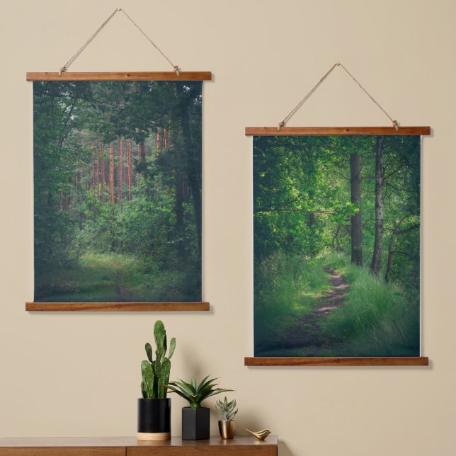Summer pine forest path hanging tapestry (Asymmetrical)