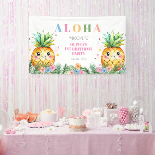 Summer Pineapple Aloha Kids 1st Birthday Welcome Banner
