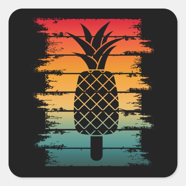 Summer Pineapple Ice Drop Square Sticker (Front)