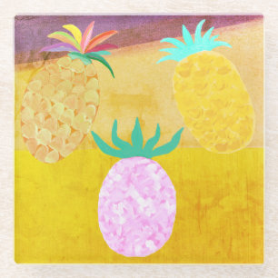 Summer Pineapple Luau Glass Coaster