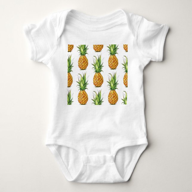 Summer pineapple pattern, seamless design. baby bodysuit (Front)