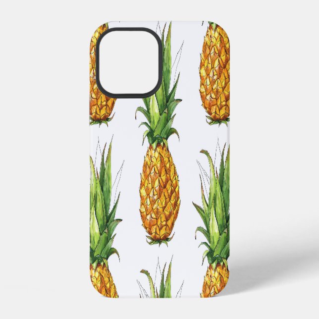 Summer pineapple pattern, seamless design. iPhone case (Back)