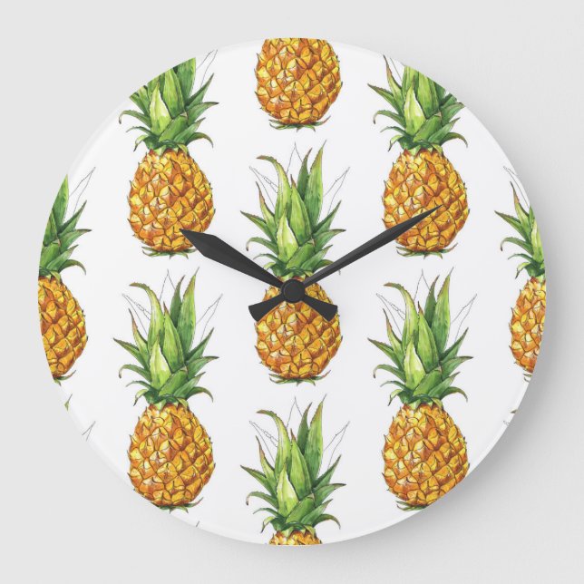Summer pineapple pattern, seamless design. large clock (Front)