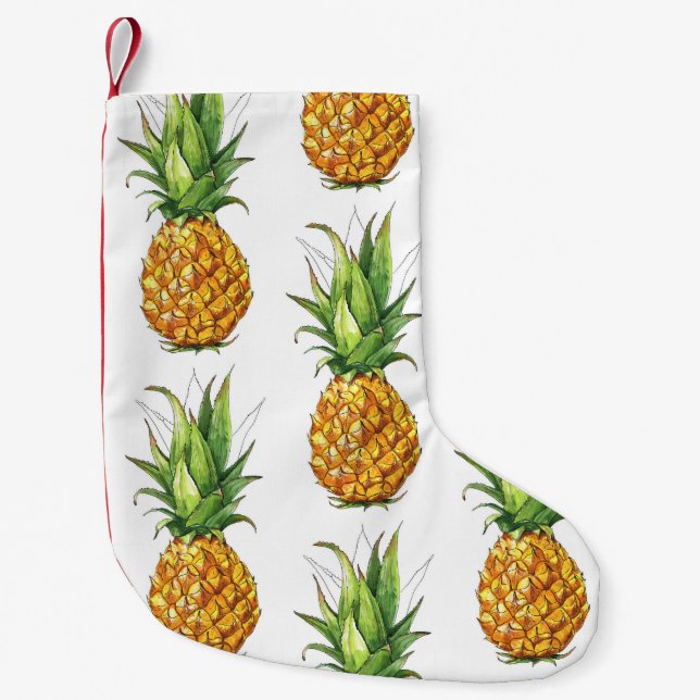 Summer pineapple pattern, seamless design. small christmas stocking (Front)