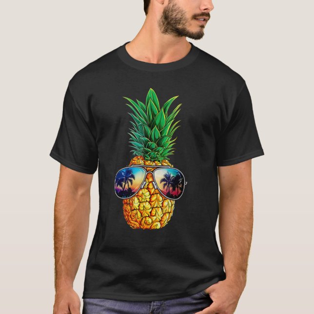 Summer Pineapple Sunglasses Aloha Beaches Hawaii W T-Shirt (Front)